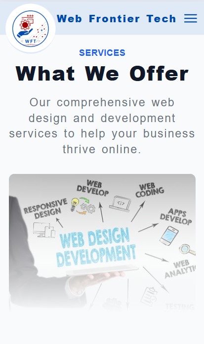 webfrontier technologies home page screenshot