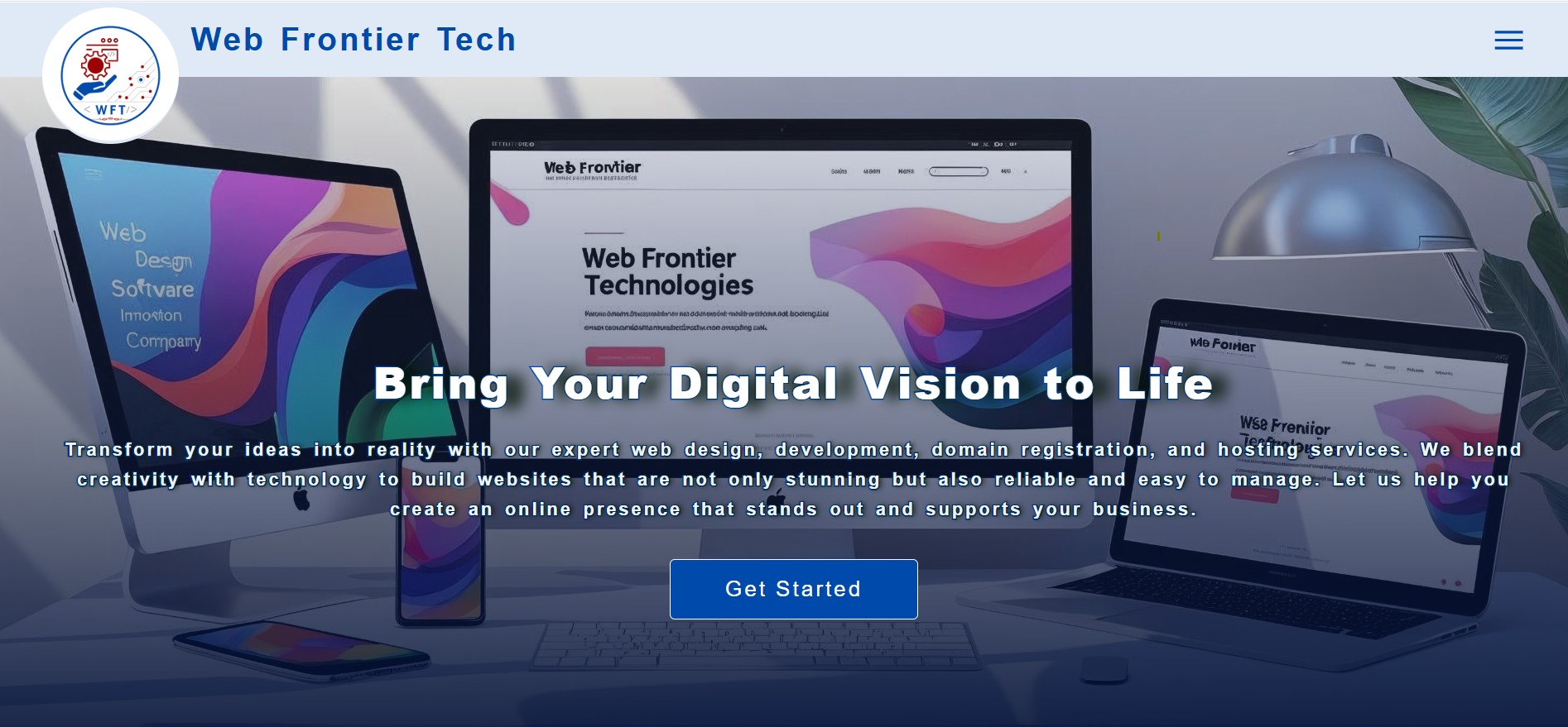 webfrontier technologies home page screenshot