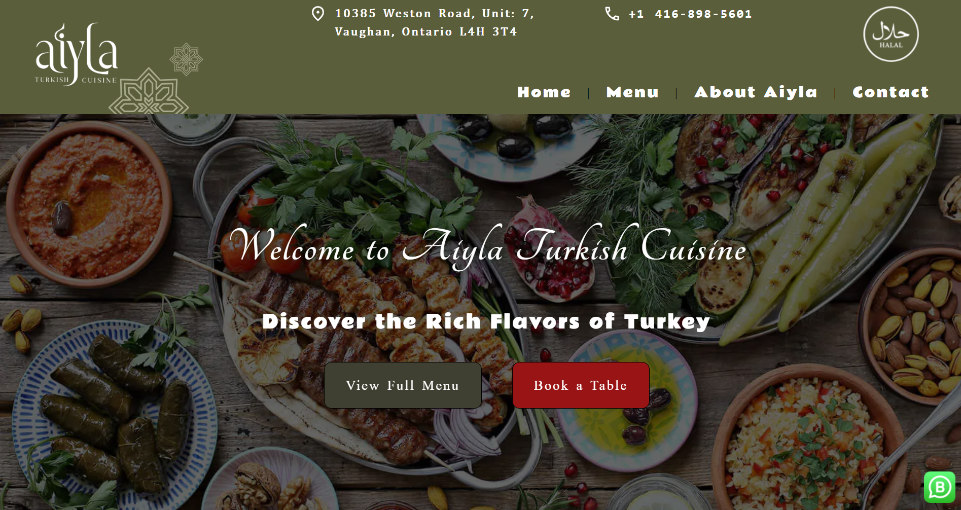 aiyla restaurant web layout image